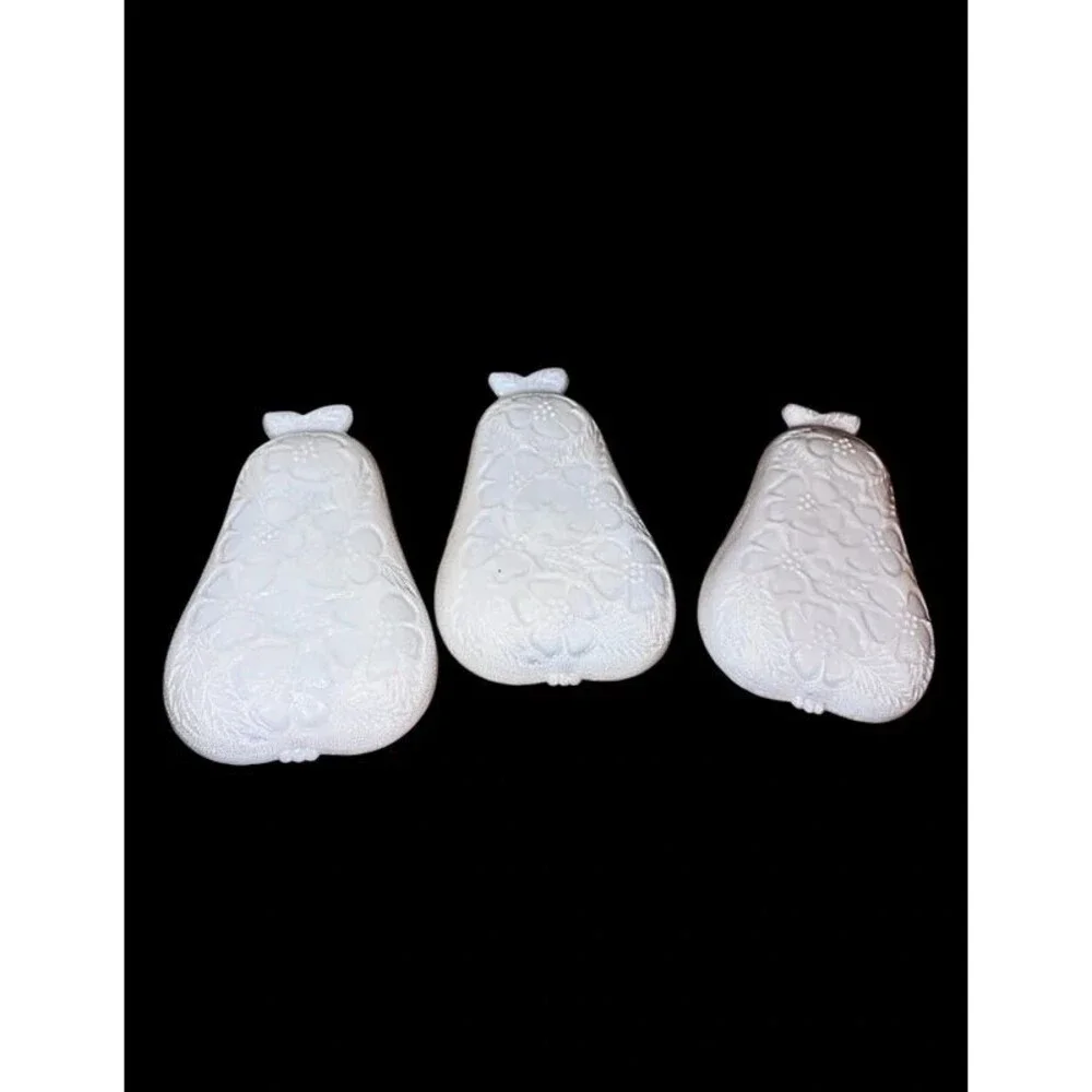 Vintage Hazel Atlas Milk Glass Pear Dishes Set of 3- 8